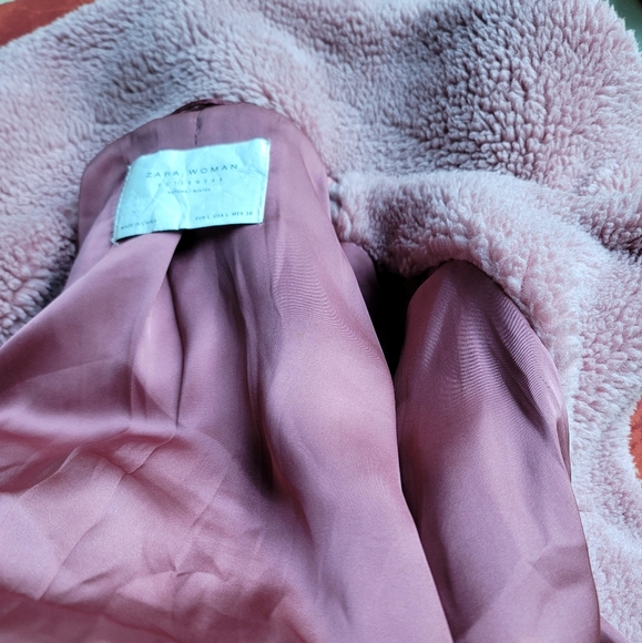 Zara Woman Outerwear Autumn/Winter Pink Faux Fur Teddy Jacket Coat Size L - Picture 8 of 11